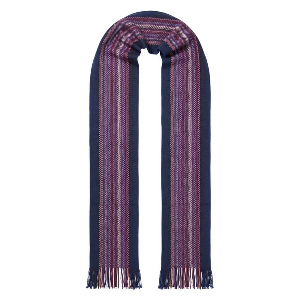 Missoni Royal Blue Classic Chevron Wool Blend Scarf